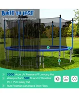 Outdoor Recreational Trampoline with Ladder and Enclosure Net-12 ft