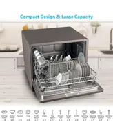 6 Place Setting Countertop or Built-in Dishwasher Machine with 5 Programs