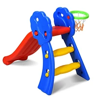Inolait 2 Step Indoors Kids Plastic Folding Slide with Basketball Hoop