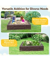 Sugift 2-In-1 Hdpe Kids Sandbox with Cover and Bottom Liner