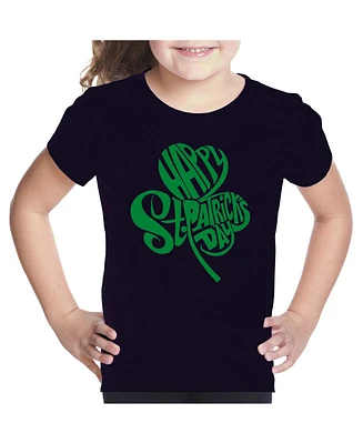 Girl's Word Art T-shirt - St. Patrick's Day Shamrock