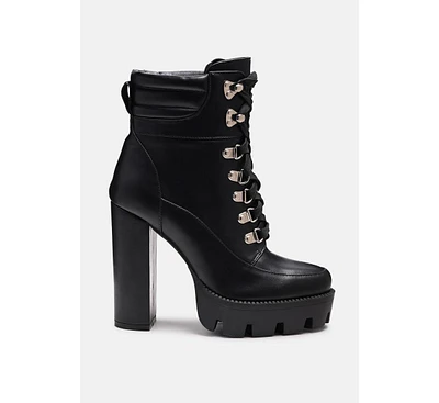 stopper cushion collared lace up boots