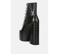 magdalene croc high heel platform boots