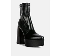 whippers patent pu high platform ankle boots