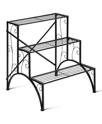 Sugift 3-Tier Metal Plant Rack Garden Shelf in Stair Style