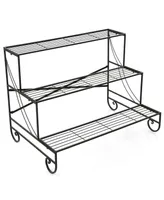 3-Tier Mental Plant Stand with Grid Shelf