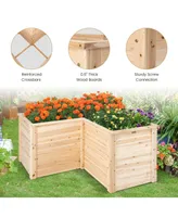 24 Inch L-Shaped Wooden Raised Garden Bed with Open-Ended Base