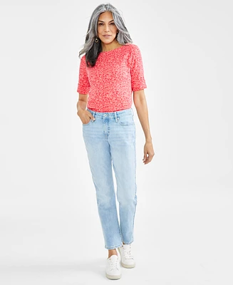 Style & Co Petite Mid-Rise Girlfriend Jeans, Created for Macy's