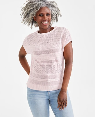Style & Co Women's Lurex Mixed-Stitch Dolman-Sleeve Sweater, Created for Macy's
