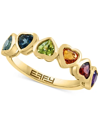 Effy Multi-Gemstone Heart Bezel Ring (1-5/8 ct. t.w.) in 14k Gold