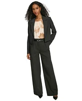 Calvin Klein Womens Cropped Blazer Belted Wide Leg Pants