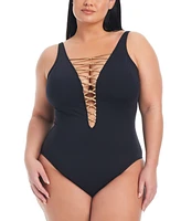 Bleu by Rod Beattie Plus Lets Get Knotty One-Piece Swimsuit