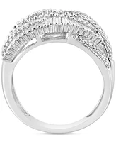 Effy Diamond Baguette & Round Multirow Crossover Statement Ring (1 ct. t.w.) in 14k White Gold