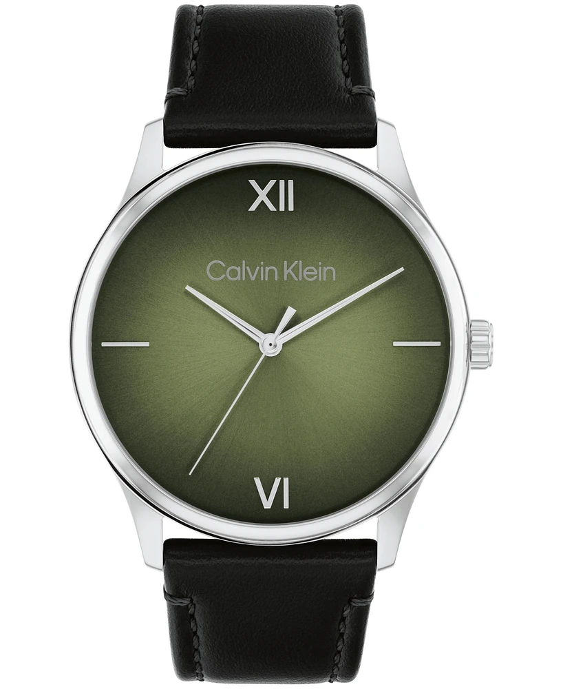 Calvin Klein Men's Ascend Leather Strap Watch 43mm