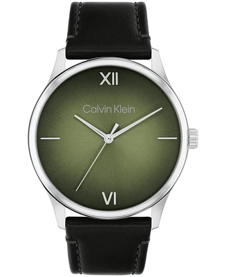 Calvin Klein Men's Ascend Leather Strap Watch 43mm