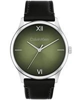 Calvin Klein Men's Ascend Leather Strap Watch 43mm