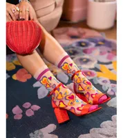 Sock Candy Women's Y2K Hearts Ruffle Sheer Sock