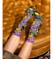 Sock Candy Women's Mixed Sunflowers Black Sheer Sock