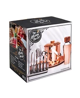 Signature Collection by Godinger Copper 9 Piece Stainless Bar Set Crafted From High Quality Stainless with Acacia Wood Accents