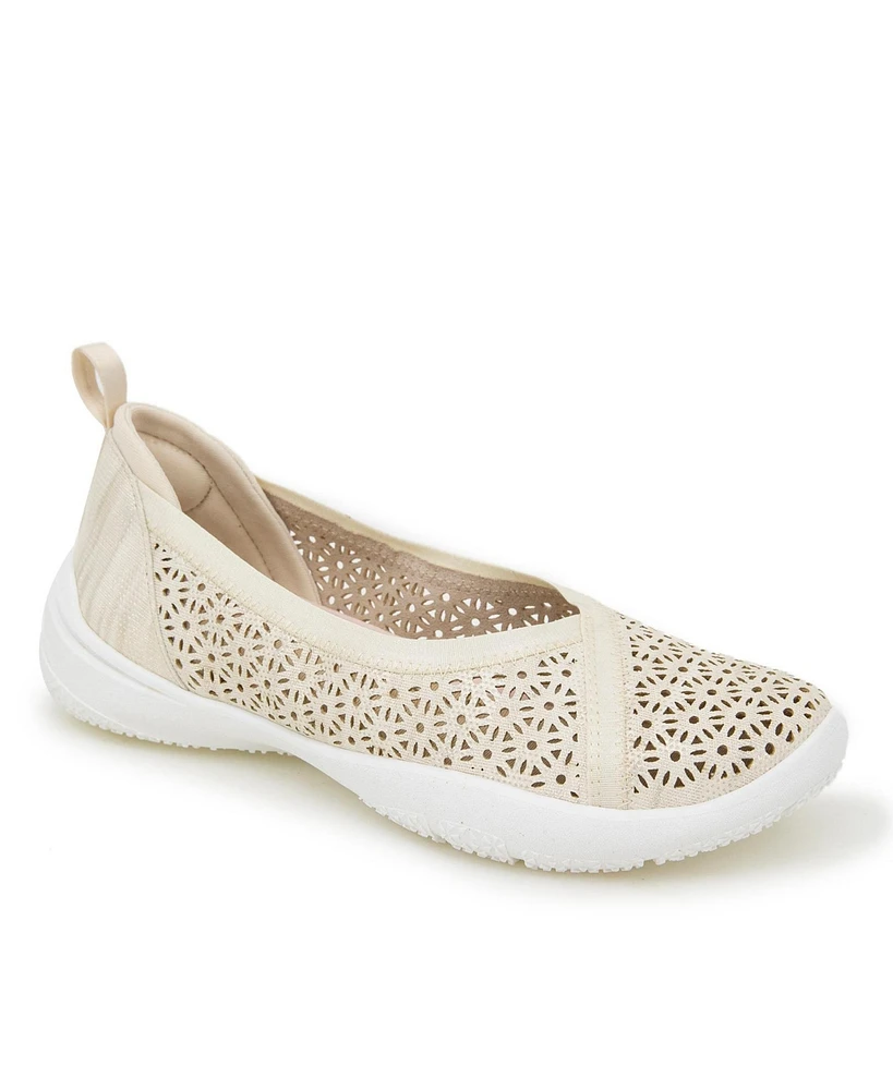 Jbu Women's Emma Perforated Pattern Slip-On Flat Shoe