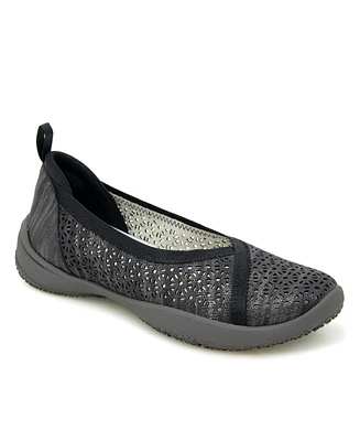 Jbu Women's Emma Perforated Pattern Slip-On Flat Shoe