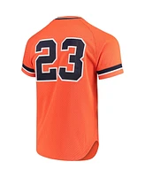 Men's Mitchell & Ness Kirk Gibson Orange Detroit Tigers Cooperstown Collection Mesh Batting Practice Button-Up Jersey