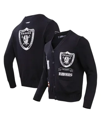 Men's Pro Standard Black Las Vegas Raiders Prep Button-Up Cardigan Sweater