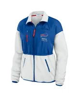 Women's Wear by Erin Andrews White, Royal Buffalo Bills Color-Block Polar Fleece Full-Zip Jacket