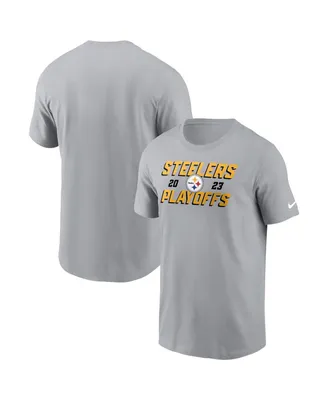 Men's Nike Gray Pittsburgh Steelers 2023 Nfl Playoffs Iconic T-shirt