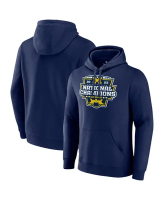 Men's Fanatics Navy Michigan Wolverines College Football Playoff 2023 National Champions Big and Tall Official Logo Pullover Hoodie