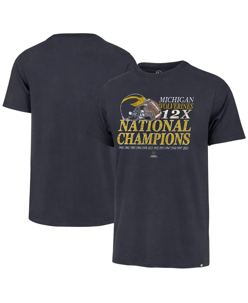 Men's '47 Brand Navy Distressed Michigan Wolverines 12-Time Football National Champions Franklin T-shirt