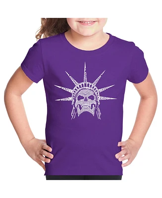 Girl's Word Art T-shirt - Freedom Skull