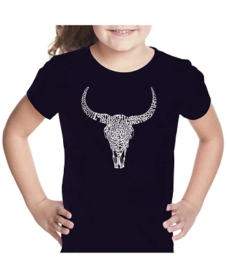 Girl's Word Art T-shirt - Texas Skull