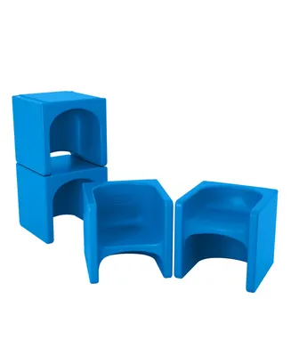 ECR4Kids Tri-Me 3-in-1 Cube Chair, Kids Furniture, Blue, 4-Piece