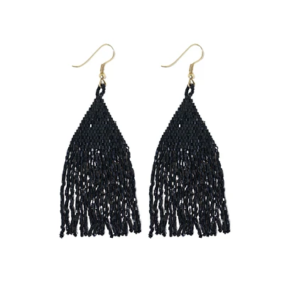 Lexie Solid Beaded Fringe Earrings