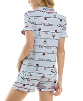 Derek Heart Women's 2-Pc. Printed Short Pajamas Set