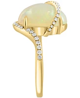 Effy Ethiopian Opal (3-5/8 ct. t.w.) & Diamond (1/4 ct. t.w.) Swirl Halo Ring in 14k Gold