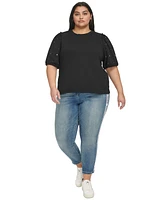 Karl Lagerfeld Paris Women's Plus Embellished Puff Sleeve Top, First@Macy's