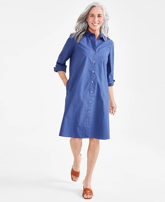 Style & Co Petite Perfect Cotton Shirtdress, Created for Macy's