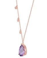 Amethyst (2-1/2 ct. t.w.) & Diamond Accent Pendant Necklace in 18k Rose Gold-Plated Sterling Silver, 16" + 2" extender