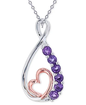 Amethyst Heart & Infinity 18" Pendant Necklace (1/3 ct. t.w.) in Sterling Silver & 14k Rose Gold-Plated