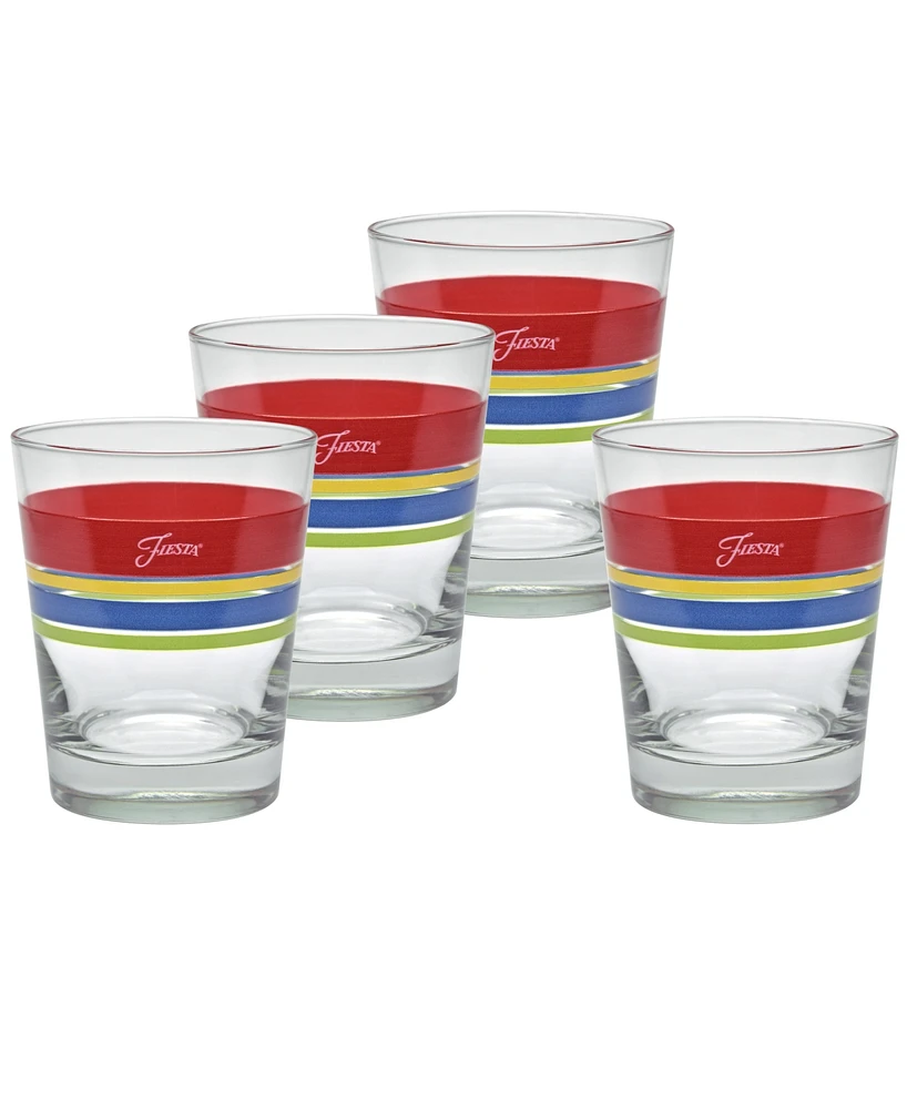 Fiesta Bright Edgeline 15-Ounce Dof Double Old Fashioned Glass, Set of 4