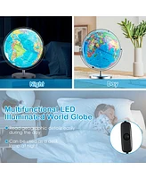 Sugift 13"Illuminated World Globe 720° Rotating Map with Led Light