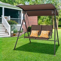 Sugift 2 Person Porch Swing with Adjustable Canopy and Padded Seat