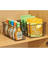 mDesign Metal Wire Food Organizer Basket with Built-In Handles, Small, 4 Pack, Bronze