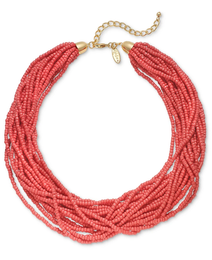 Style & Co Color Seed Bead Torsade Statement Necklace, 18" + 2" extender, Created for Macy's