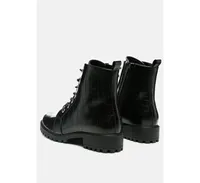 Snac Lace Up Croc Textured Ankle Boots