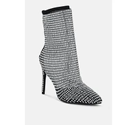 London Rag Fortunate Rhinestones Embellished Mesh Boots