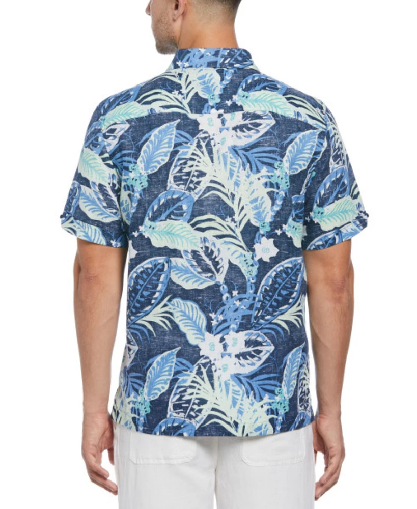 Cubavera Men's Regular-Fit Linen-Blend Tropical-Print Short-Sleeve Shirt