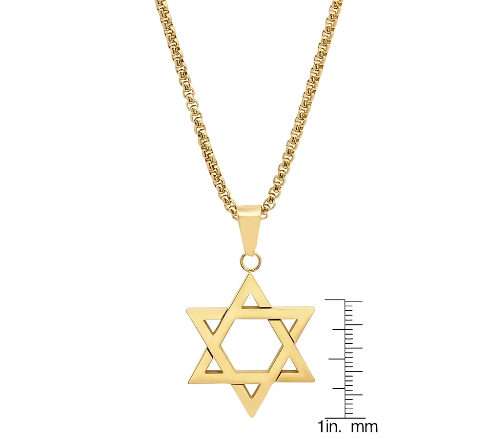 Steeltime Men's 18k Gold-Plated Stainless Steel Star of David 24" Pendant Necklace